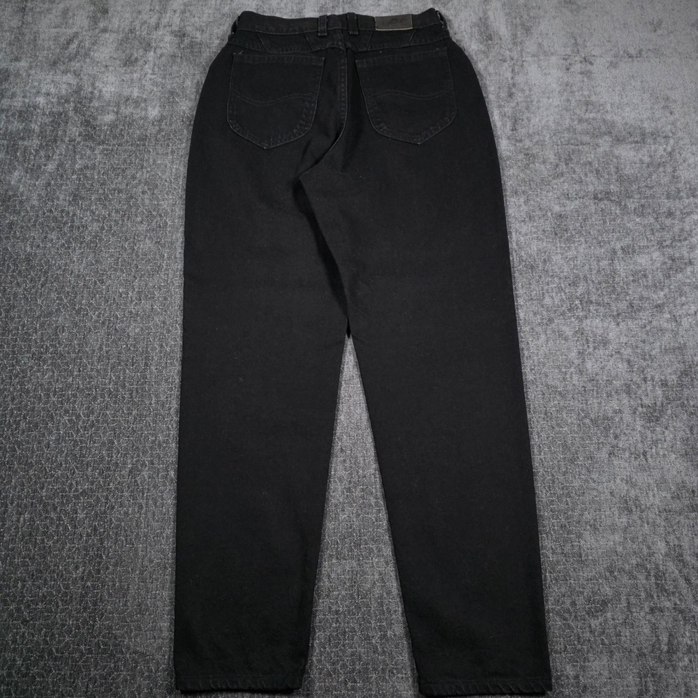 Vtg Made In USA Womens Lee Jeans 8 Short 26x29 Black Denim High Rise 90s Punk